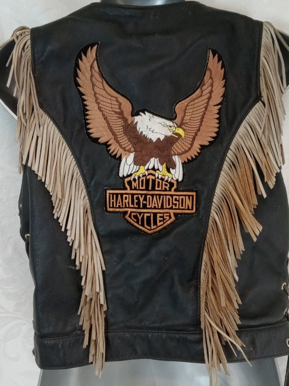 Vtg 90s Harley Davidson Leather Vest Badge Patch Women S On The Fringe Toronto